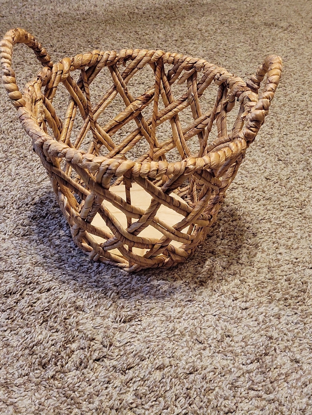 Woven Natural Seagrass Decorative Basket with Handles